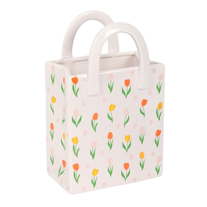 Tulip Print Ceramic Bag-Shaped Flower Vase