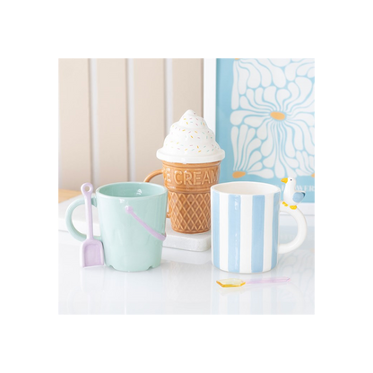 Striped Mug with Seagull