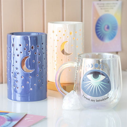 Iridescent White Moon Pillar Oil Burner