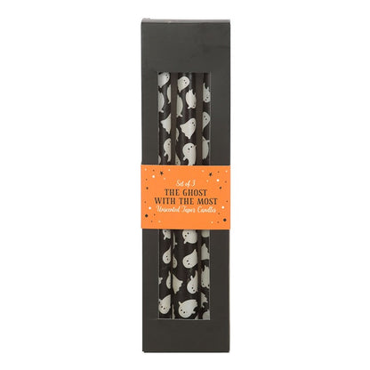 Set of 3 Ghost Print Taper Candles
