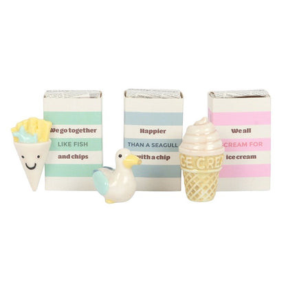 Set of 24 Seagull and Ice Cream Token Gifts in Display
