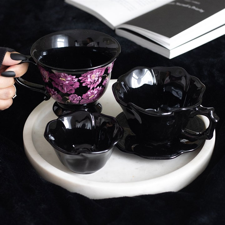 Dark Romance Floral Print Teacup
