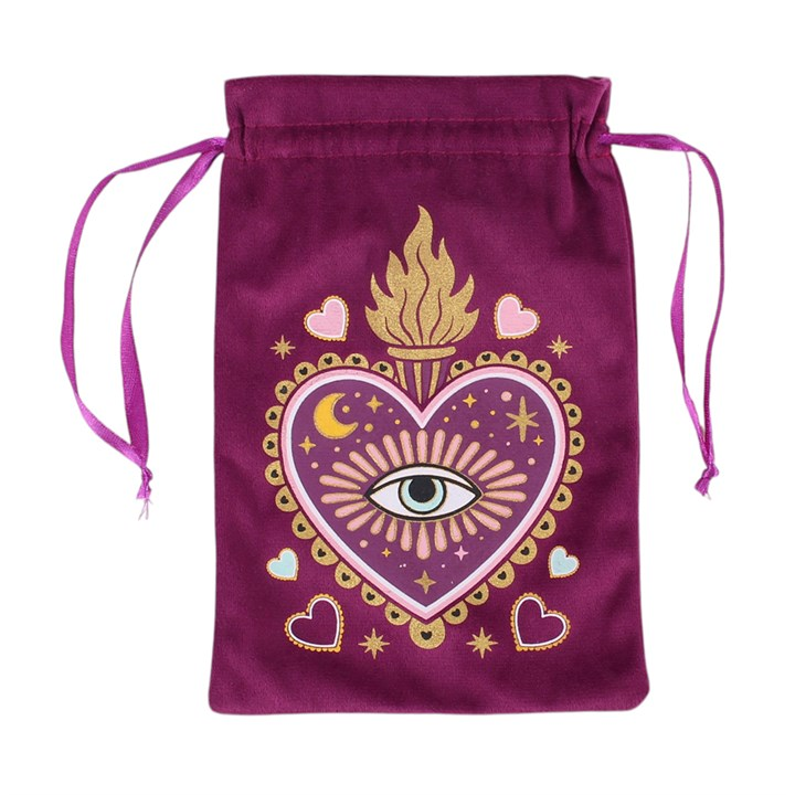 Sacred Sight Heart Velvet Drawstring Bag