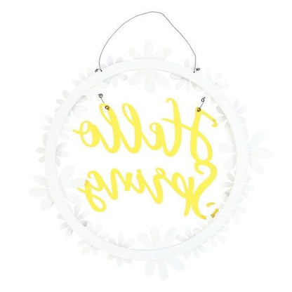 Hello Spring Hanging Daisy Wreath Decoration