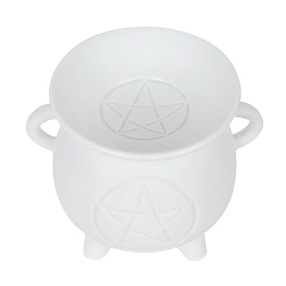 White Pentagram Cauldron Oil Burner