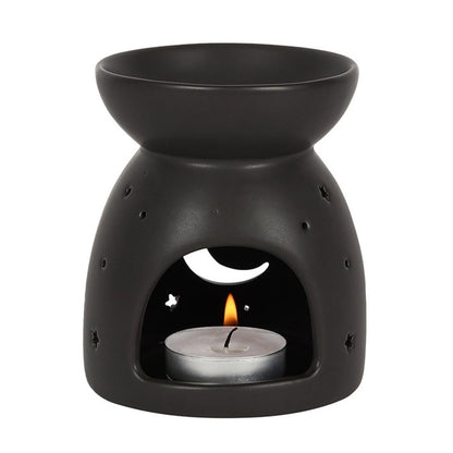 Black Mystical Moon Cut Out Oil Burner