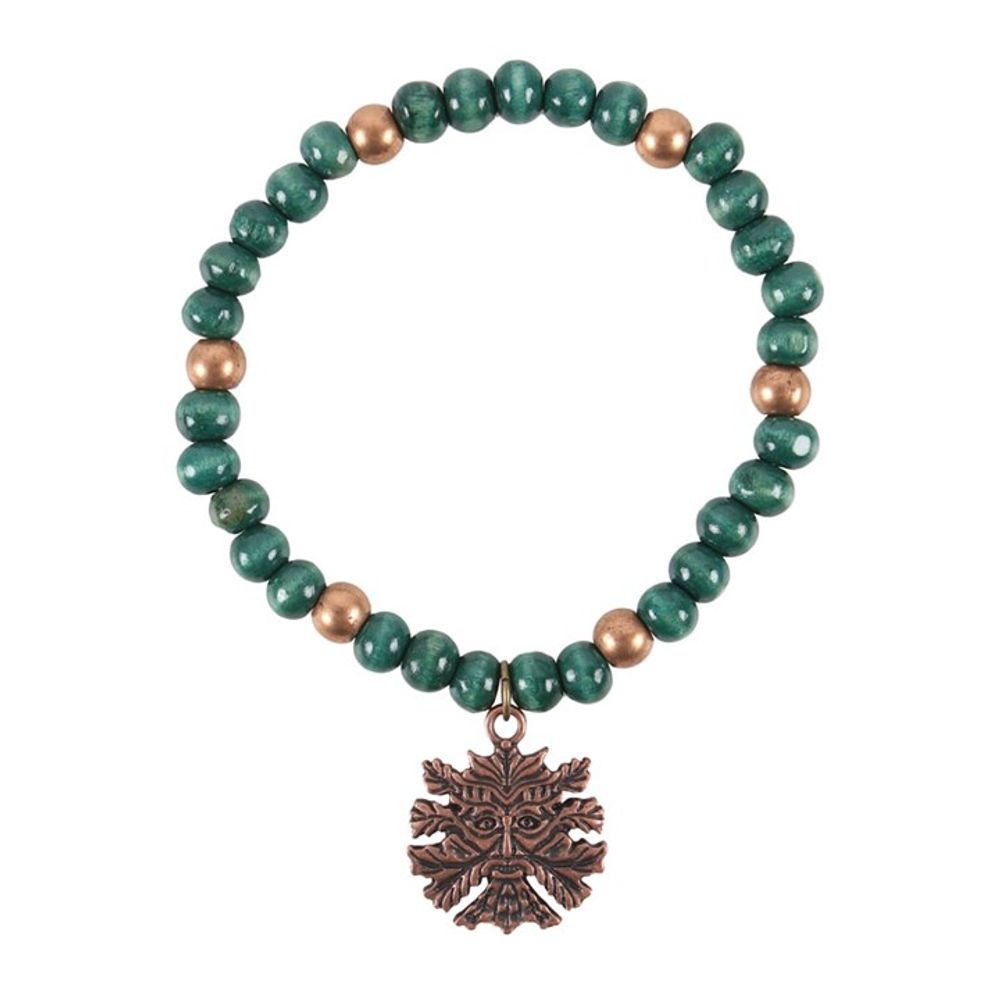 Green Man Wooden Charm Bracelet