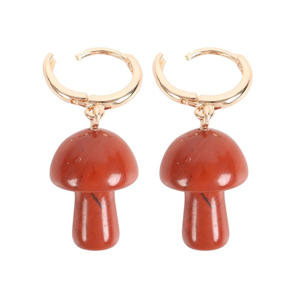 Red Jasper Crystal Mushroom Earrings