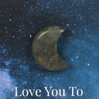 Moon & Back Labradorite Crystal Moon Greeting Card