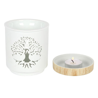 White Tree of Life Cut Out Oil Burner