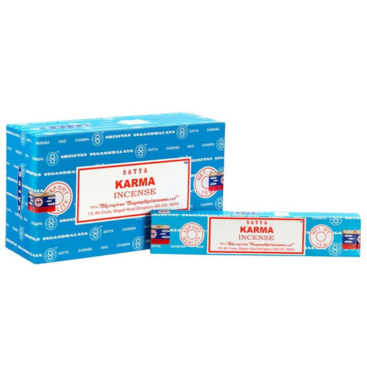 Set of 12 Packets of Karma Incense Sticks by Satya